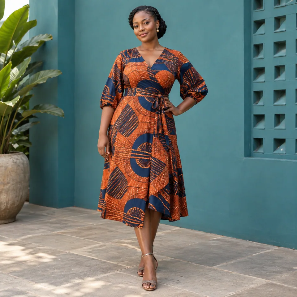 Illustrative the ama wrap dress for Dweniva Fashion